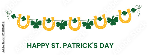  Saint Patricks day shamrock. Hand lettering Saint Patrick's Day greetings card with clover shapes and branches vector. Vector illustration.