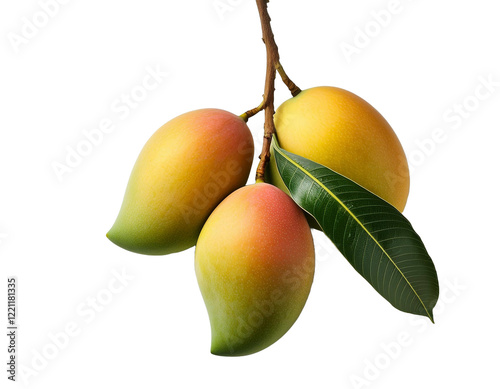 Ripe Mangoes on Branch, Tropical Fruit, Sweet, Juicy, Delicious, Exotic, Summer, Nature, Vitamin C, 