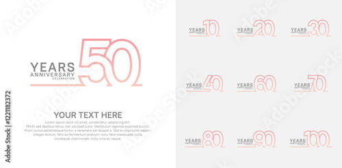 Anniversary logo set vector design, pink color for celebration event