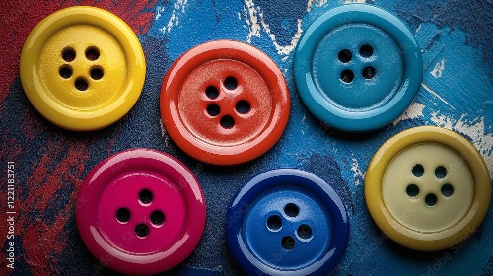 Colorful Buttons on a Textured Background Colorful Buttons on a Textured Background