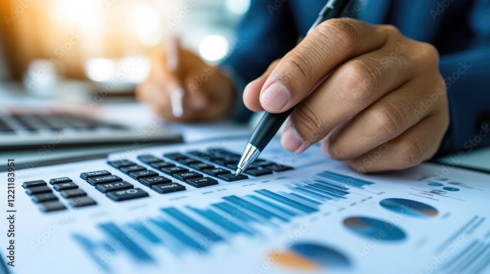 Analyzing business loan applications office setting financial report professional environment close-up view data insights for loan management Analyzing business loan applications office setting financial report professional environment close-up view data insights for loan management