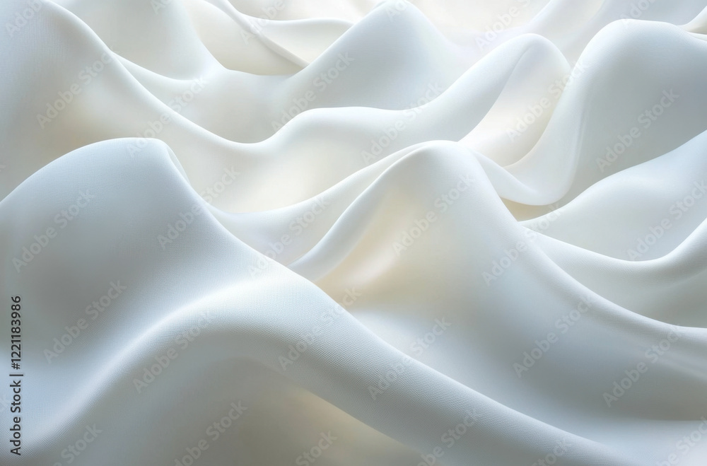 Fototapeta premium Soft white fabric waves create a serene ambiance and texture perfect for elegant decor and design projects