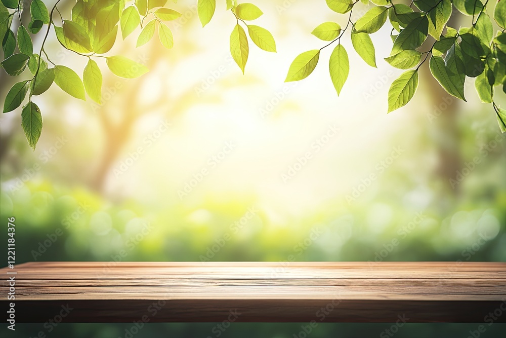 Obraz premium Green Leaf Wooden Background