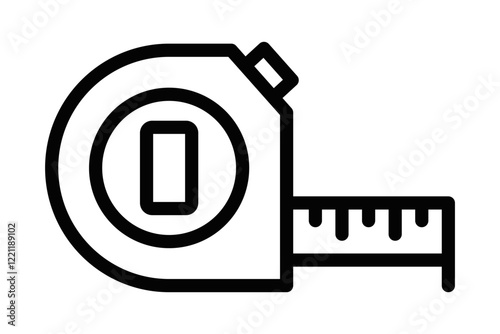 Tape measure icon for measurement tools. Editable stroke.