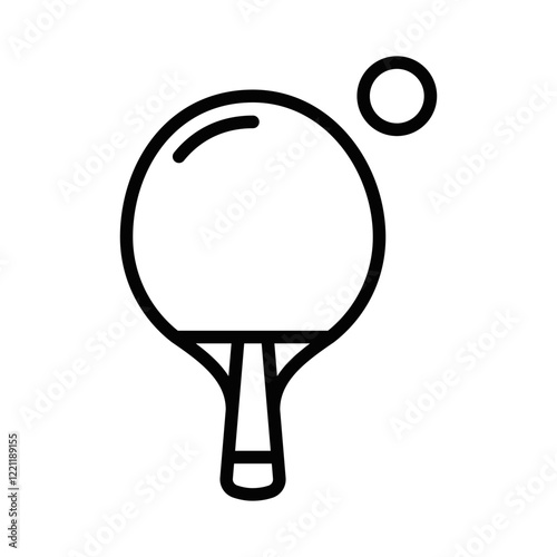 Ping pong paddle icon in minimal vector style. Editable stroke.