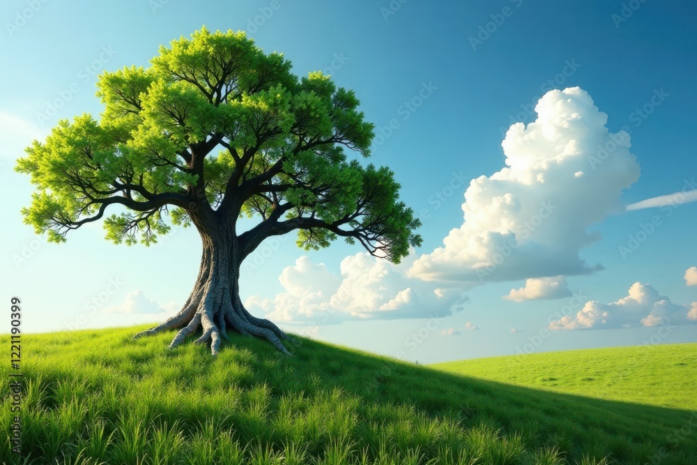 Obraz premium Ancient tree standing alone, forest, natural, trees