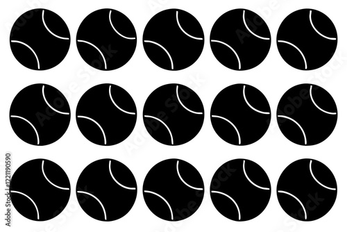  tenis balls silhouette set, vector silhouette 
