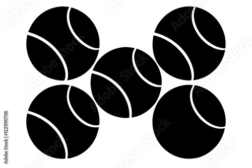  tenis balls silhouette set, vector silhouette 