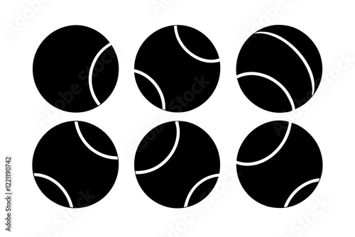  tenis balls silhouette set, vector silhouette 