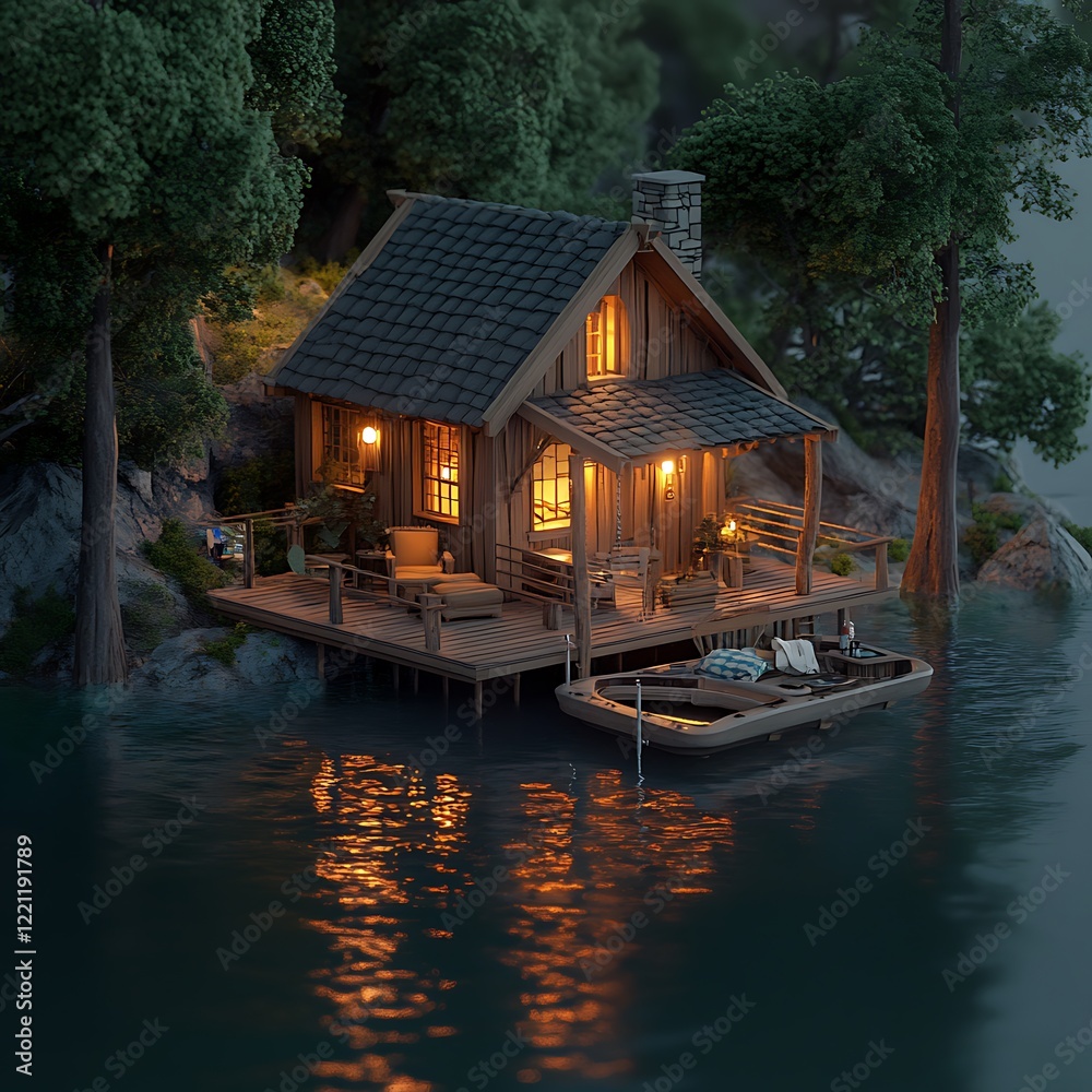 Obraz premium there is a small boat that is sitting on the water