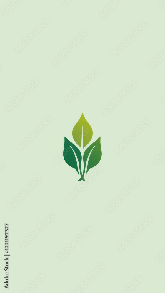 Simple graphic promoting ecology and sustainability with a green leaf symbol on a soft gradient background. Simple graphic promoting ecology and sustainability with a green leaf symbol on a soft gradient background.