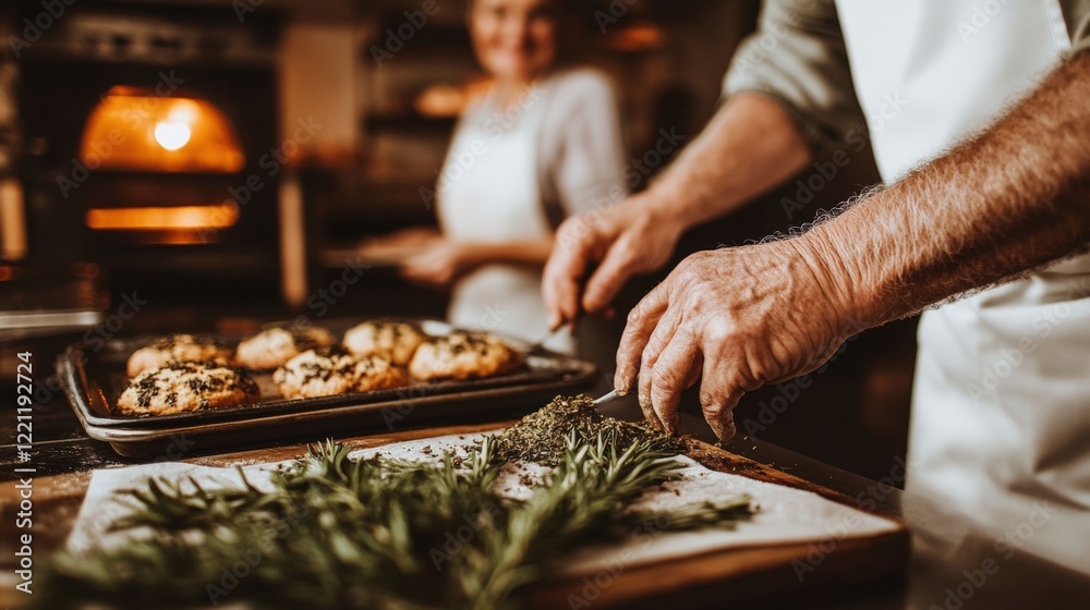 Fototapeta premium Culinary Creativity: Capturing the Art of Baking with Fresh Ingredients in a Cozy Kitchen Setting.