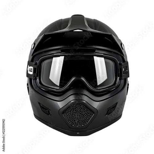 Black Motocross Helmet Goggles Safety gear bike    photo