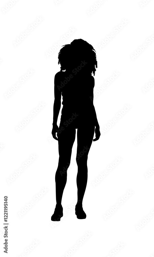 Fototapeta premium silhouette of young beautiful black woman - vector illustration