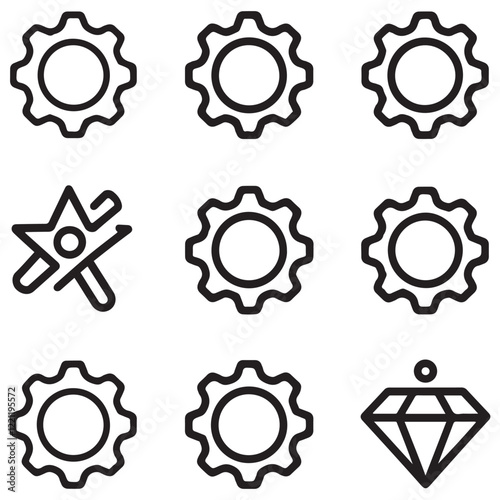 Simple Set of Setup and Settings Related Vector Line Icons. Contains such Icons as Installation Wizard, Download, Restore Options and more. Editable Stroke