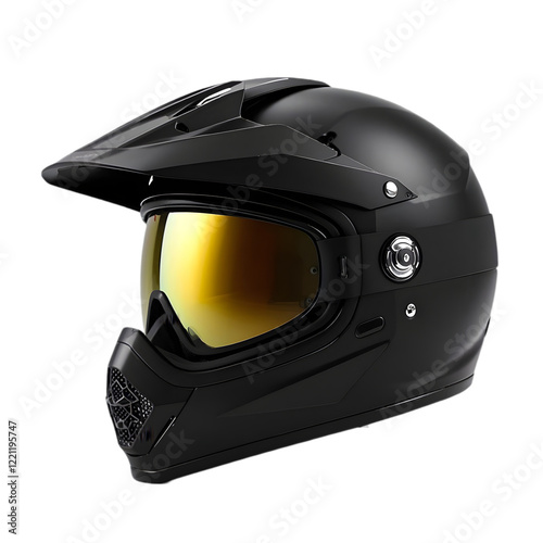 Black Matte Motorcycle Helmet Gold Visor gear bike photo