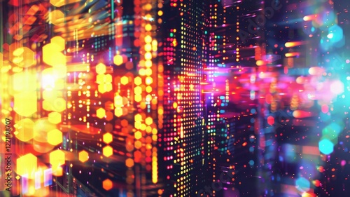 Wallpaper Mural Abstract circuit lines in vibrant colors on a dark background. Digital artwork of vibrant color glowing neon glitch effect. Technology innovation and digital innovation concept. Error pattern. AIG53. Torontodigital.ca