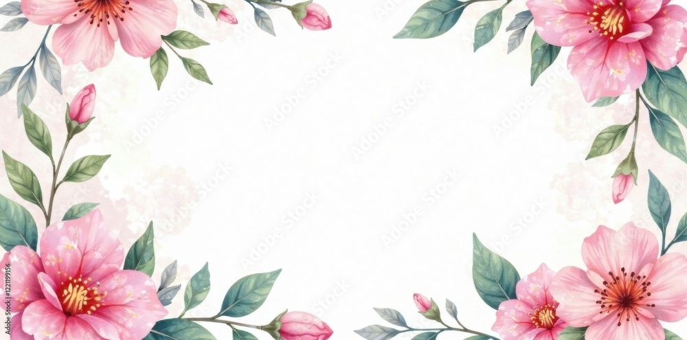 Naklejka premium Pastel watercolor floral wreath background, watercolor, abstract