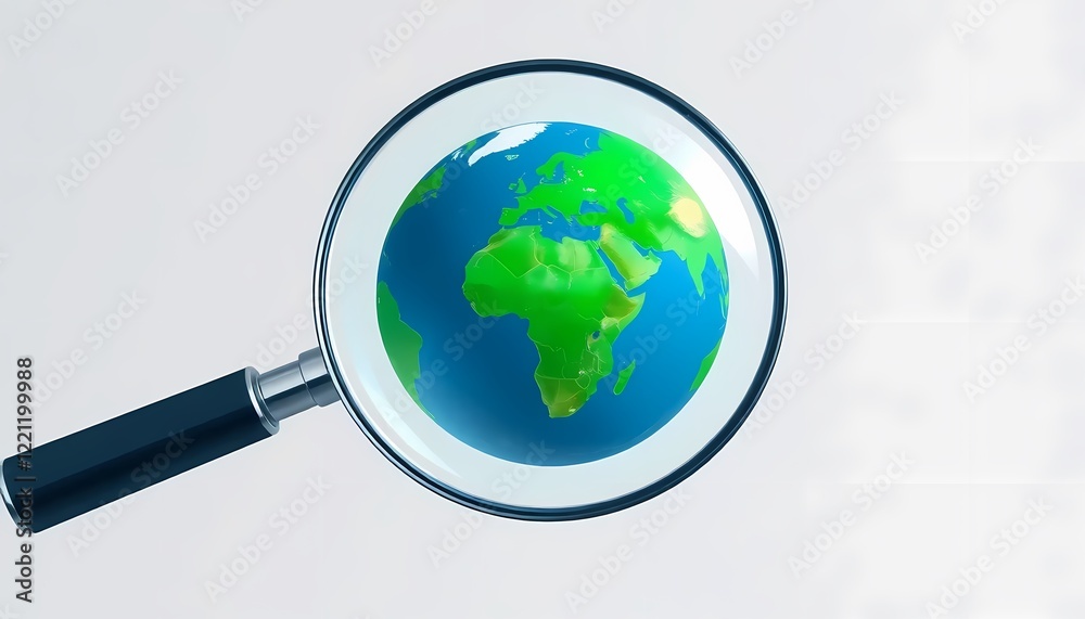 Magnifying Glass Showing Planet Earth Magnifying Glass Showing Planet Earth