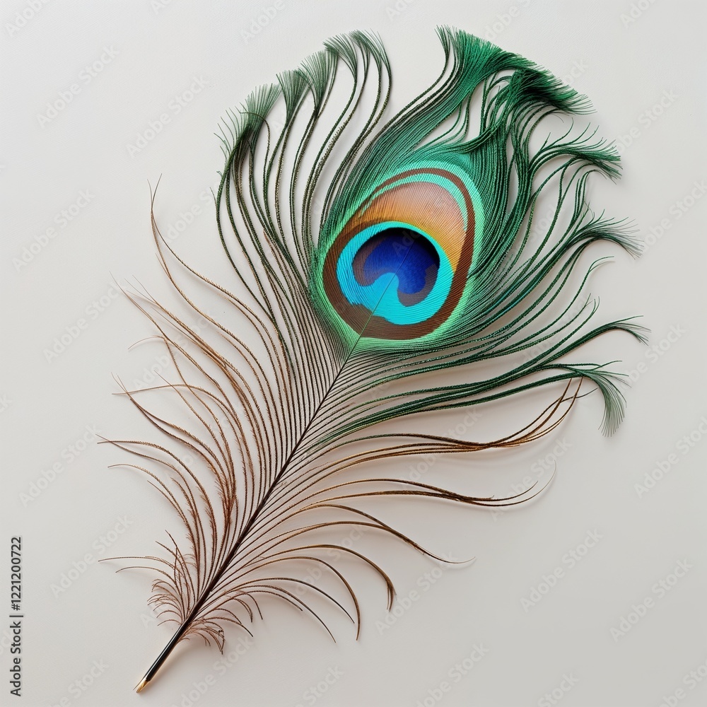 Fototapeta premium peacock feather isolated on white