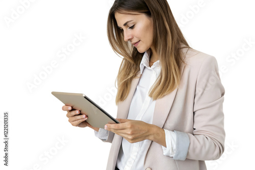 Young businesswoman working on a tablet
