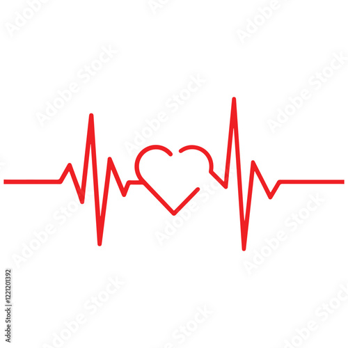 heartbeat line icon collection with a heart symbol, cardiology, medical pulse