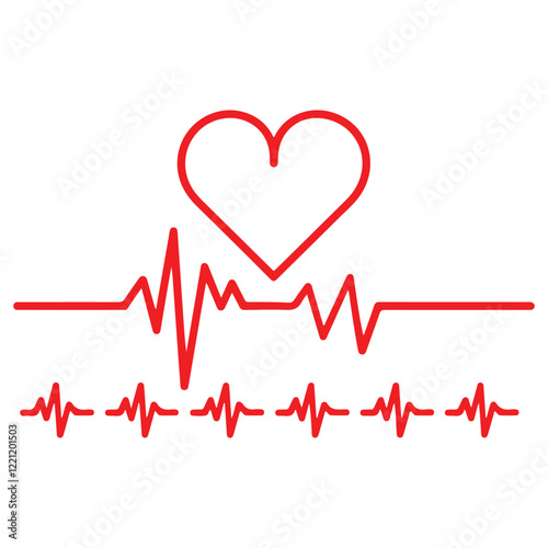heartbeat line icon collection with a heart symbol, cardiology, medical pulse