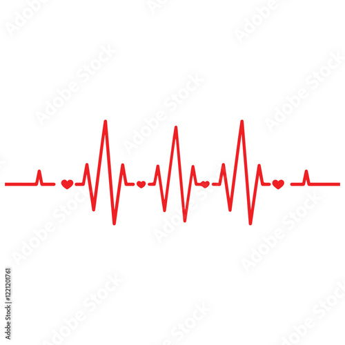 heartbeat line icon collection with a heart symbol, cardiology, medical pulse
