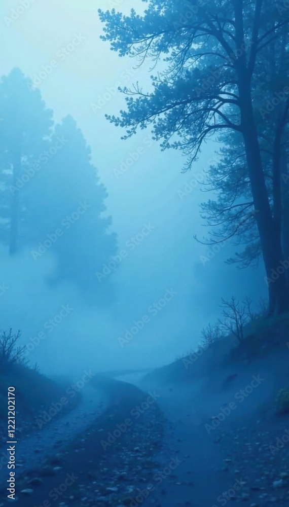 Fototapeta premium Soft blue misty atmosphere, blue, fog