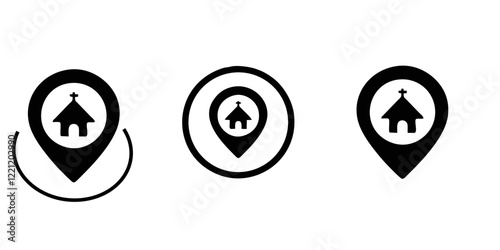 Church location vector icons set