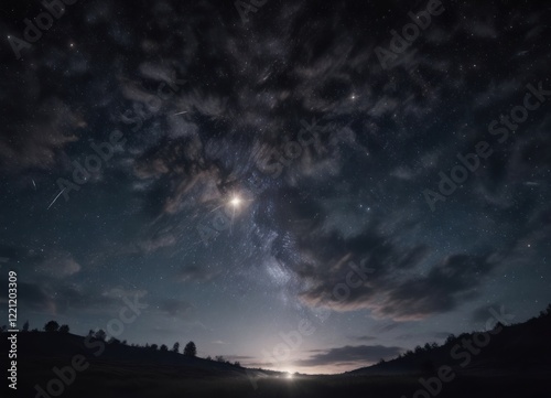 Wallpaper Mural starry night sky with twinkling stars against black canvas, starfield, nebula Torontodigital.ca