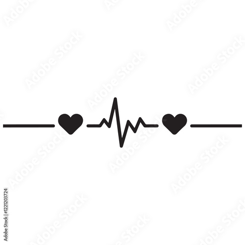 heartbeat line icon collection with a heart symbol, cardiology, medical pulse