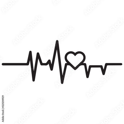 heartbeat line icon collection with a heart symbol, cardiology, medical pulse