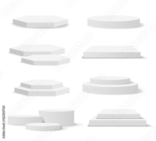 Big Set Podium Isolated White Background