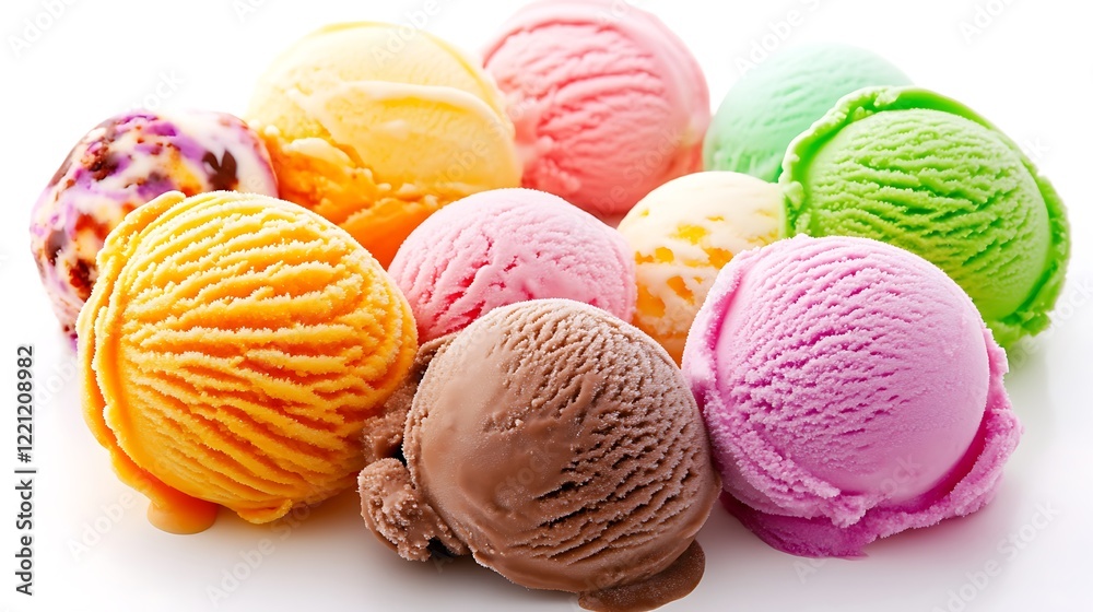 Scoops of ice cream on a white background close-up Scoops of ice cream on a white background close-up
