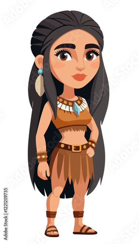 Cro-Magnon Woman Vector Illustration on a White Background