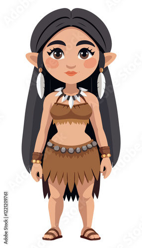 Prehistoric Cavewoman Character Design for Ancient History Themes