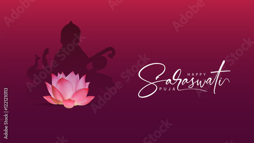 Goddess Saraswati Illustration for Saraswati Puja Celebration