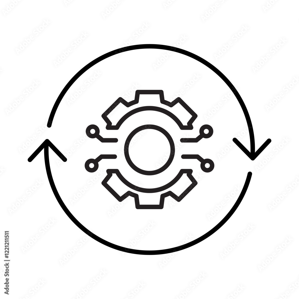 Automate Processes Icon – Gear Representing Automation Powered by AI Automate Processes Icon – Gear Representing Automation Powered by AI