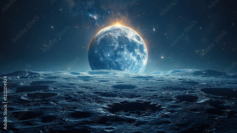 stunning close up image of moon surface, showcasing craters and bright celestial body in background. scene evokes sense of wonder and tranquility in night sky stunning close up image of moon surface, showcasing craters and bright celestial body in background. scene evokes sense of wonder and tranquility in night sky