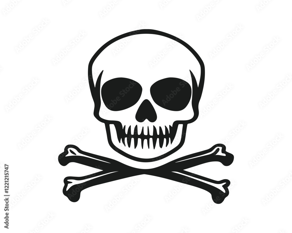 Crossbones death skull, danger or poison flat vector icon for apps and websites Crossbones death skull, danger or poison flat vector icon for apps and websites