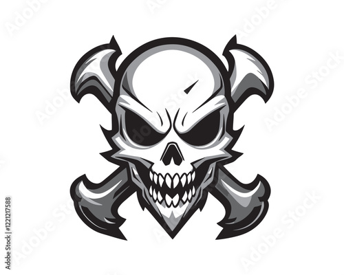 Modern skull logo design template. Skull mascot isolated on a white background