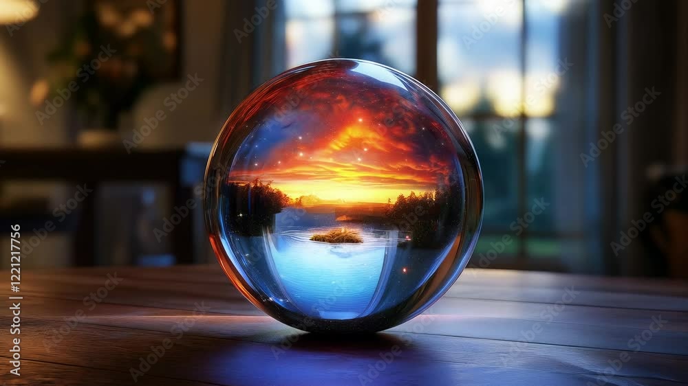 Stunning Sunset Reflection Captured in a Glass Sphere Design Stunning Sunset Reflection Captured in a Glass Sphere Design