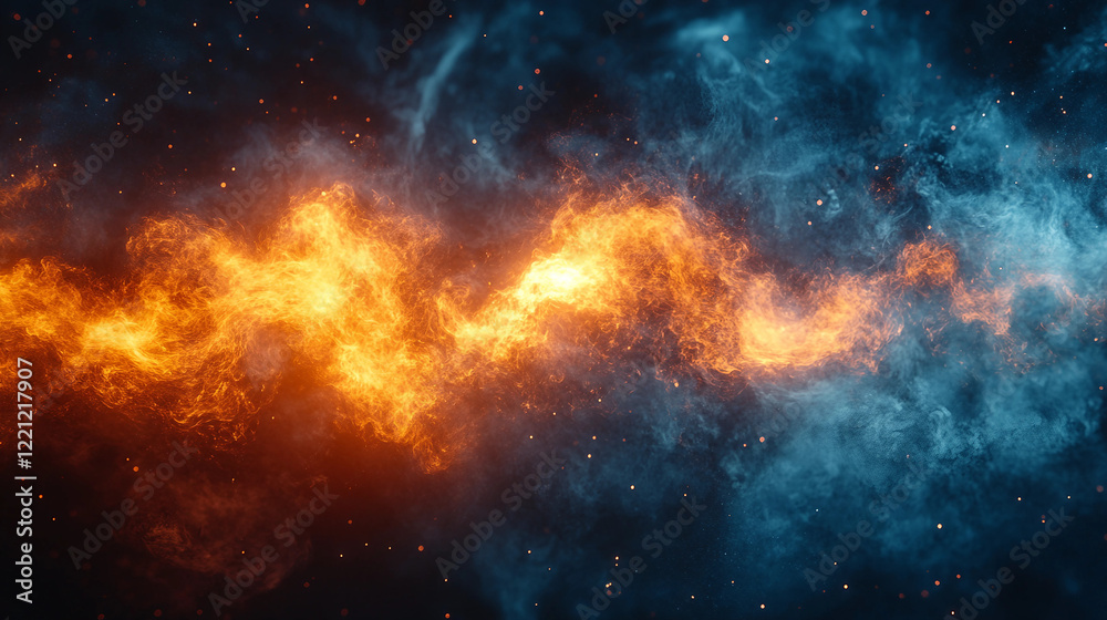 Dynamic Blue Orange Smoke Swirl in Slow Motion Cinematic Video Dynamic Blue Orange Smoke Swirl in Slow Motion Cinematic Video