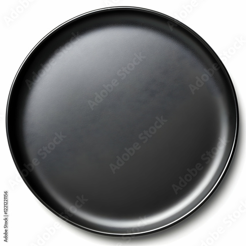Black round plate, studio shot, white background, food presentation
