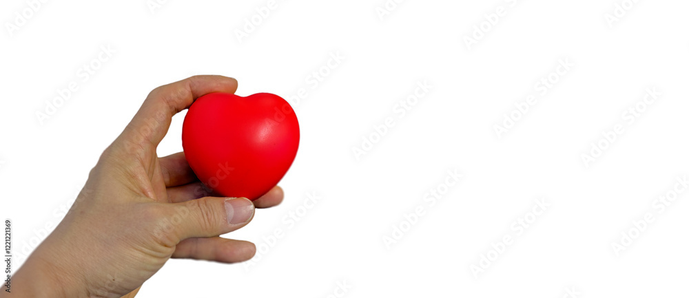 PNG, Hand Holding Red Heart Symbol with Transparent Background