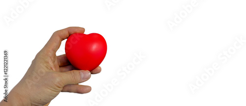 Obraz na płótnie PNG, Hand Holding Red Heart Symbol with Transparent Background w salonie