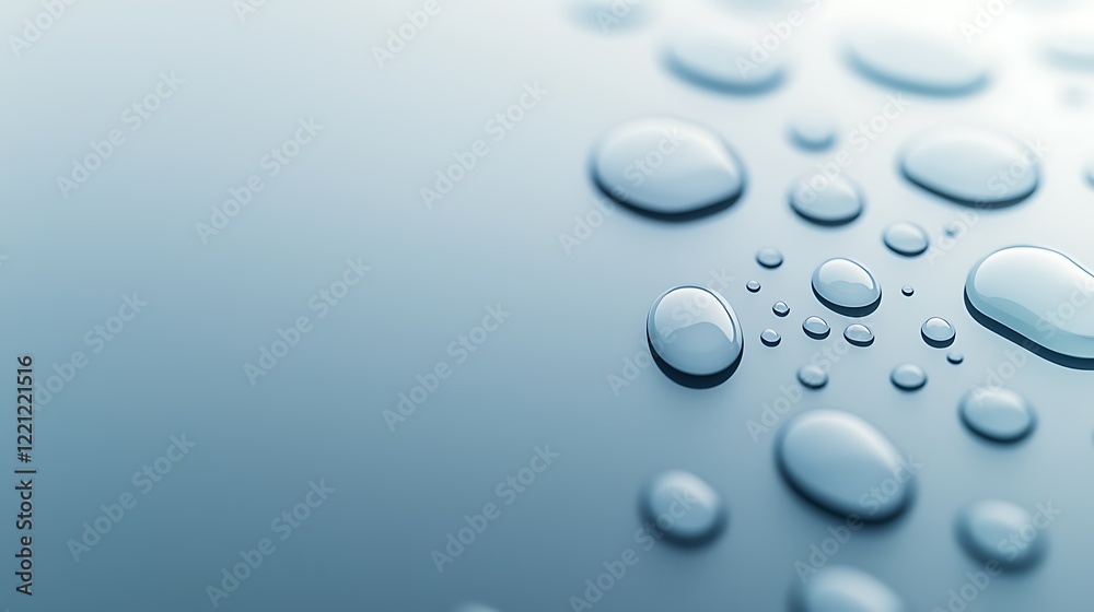 A high-resolution image of tiny water droplets clustered together on a pristine white surface, with each droplet clearly visible and well-defined against the background A high-resolution image of tiny water droplets clustered together on a pristine white surface, with each droplet clearly visible and well-defined against the background