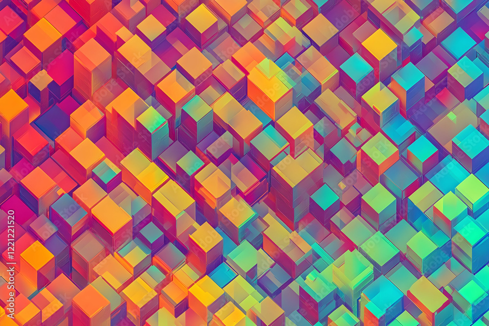 custom made wallpaper toronto digitalColorful rainbow 3D cube background, vibrant color blocks 