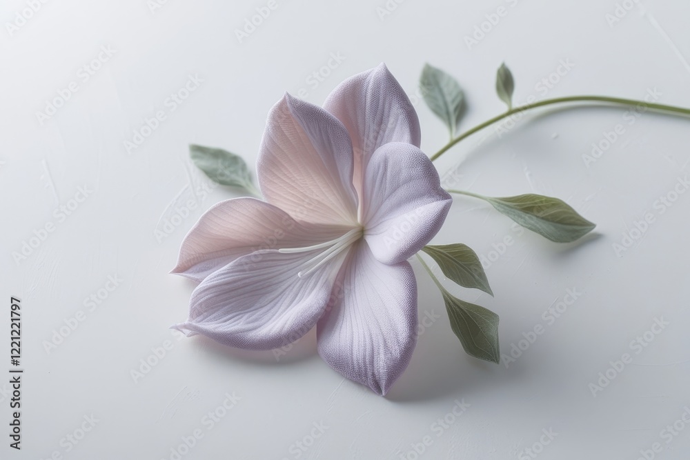 Fototapeta premium Close-up of a pastel pink flower with delicate petals, isolated on a white background, creating a soft and minimalistic floral composition